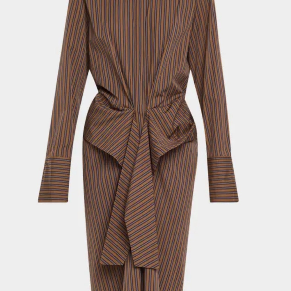 A.L.C. Brown Striped Midi Dress